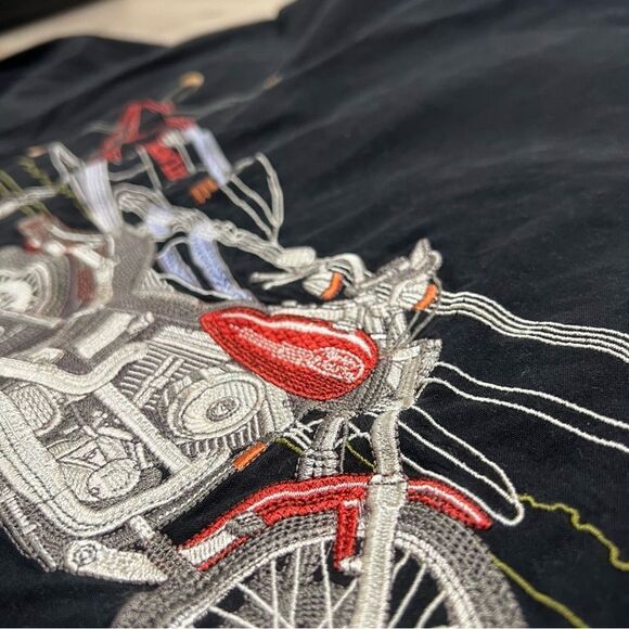 Harley Davidson Embroidered Shirt Mens Size XXL Black Vintage SILK RARE - Picture 5 of 9